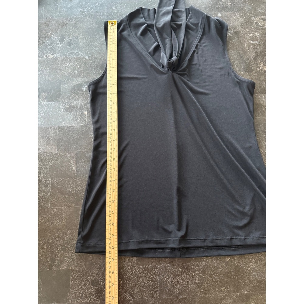 Banana Republic Womens Medium Black Sleeveless Drape Neck Tie Blouse Tank Top - Picture 5 of 8